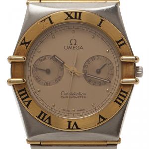 Omega Gold Stainless Steel and 18K Yellow Gold Constellation Women's Wristwatch 32MM