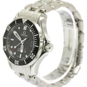 Omega Black Stainless Steel Seamaster Women's Wristwatch 28MM