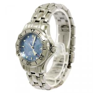 Omega Blue Mother of Pearl Stainless Steel Seamaster Professional Women's Wristwatch 29MM