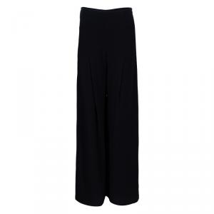 Pre Owned Oscar de la Renta Black High Waisted Wide Leg Trousers S