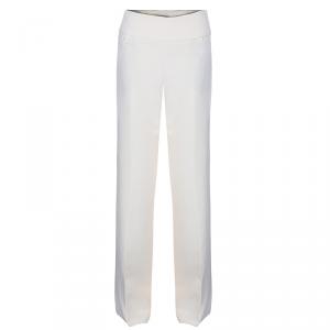 Pre Owned Oscar de la Renta Cream Wide Leg Trousers S