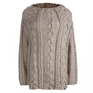 Pre Owned Oscar De La Renta Beige Cashmere Knitted Sweater S