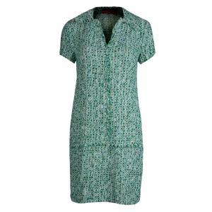 CH by Carolina Herrera Green Textured Short Sleeve Shift Dress S