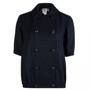Paul And Joe Navy Blue Jacquard Double Breasted Jacket L