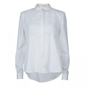 Peter Pilotto White Lace Detail Long Sleeve Cotton Eero Blouse M