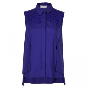 Peter Pilotto Blue Broderie Anglaise Sleeveless Shirt S