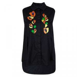 Peter Pilotto Black Embroidered Sleeveless Top S