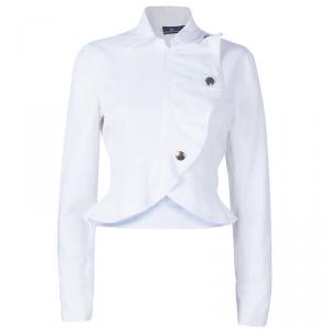 Philipp Plein White Peplum Denim Jacket M