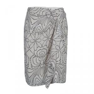 Philosophy di Alberta Ferretti Cream Printed Silk Ruffle Detail Skirt M