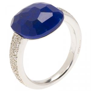 Pomellato Capri Diamond & Lapis Lazuli White Gold Ring Size 52.5