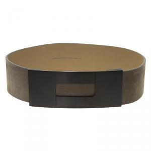 Porsche Design Grey Suede Black Logo Waist Belt 80CM