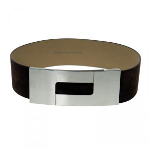 Porsche Design Brown Suede Logo Waist Belt 80 CM