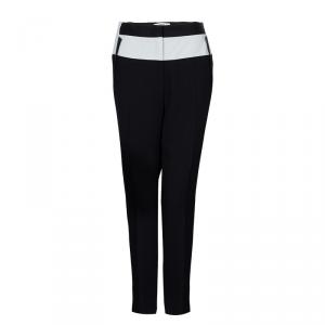 Prabal Gurung Monochrome Leather Trim Detail Trousers S