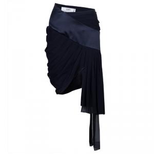 Prabal Gurung Black Chiffon Draped Asymmetric Skirt M/L