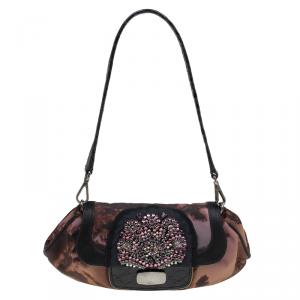 Pre Owned Prada Multicolor Nylon Embellished Flap Bag