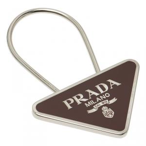 Prada Brown Triangle Logo Key Chain