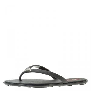 Pre Owned Prada Sport Black Crosshatched Thong Sandals Size 36