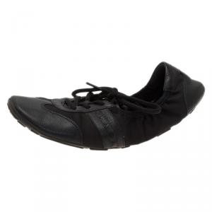 Pre Owned Prada Sport Black Leather Scrunch Lace Up Sneakers Size 38.5