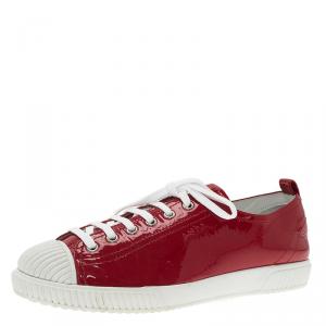 Prada Sport Red Patent Lace Up Sneakers Size 38.5