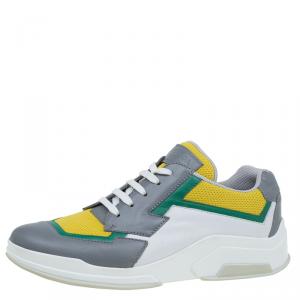 Pre Owned Prada Sport Multicolor Leather and Mesh Lace Up Sneakers Size 39.5