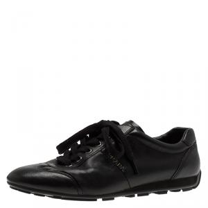 Pre Owned Prada Sport Black Leather Lace Up Sneakers Size 40