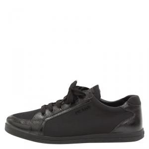 Prada Sport Black Saffiano Leather and Nylon Sneakers Size 37.5