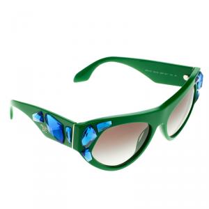 Prada Green SPR 21Q Crystal Embellished Cat Eye Sunglasses
