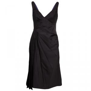 Prada Dark Brown Silk Pleated Sleeveless Dress M