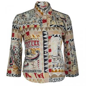 Prada Multicolor Printed Long Sleeve Buttondown Cotton Shirt M