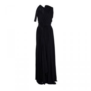 Prada Black Silk Ruched Halter Gown M
