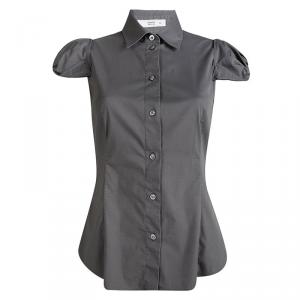 Prada Dark Grey Cap Sleeve Button Front Shirt M