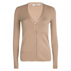 Prada Beige Knit Button Front Long Sleeve Cardigan M
