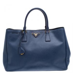 Pre Owned Prada Navy Blue Saffiano Lux Leather Large Tote