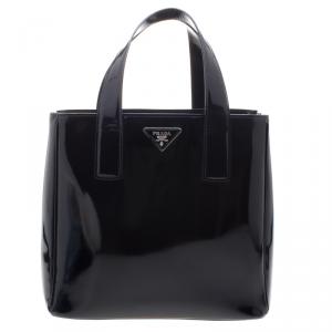 Pre Owned Prada Black Patent Leather Shopper Tote