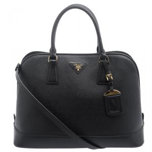 Pre Owned Prada Black Saffiano Lux Leather Promenade Tote
