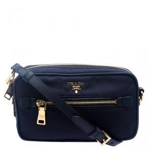 Pre Owned Prada Navy Blue Nylon Crossbody Bag