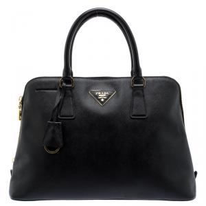 Pre Owned Prada Black Saffiano Metal Leather Promenade Tote
