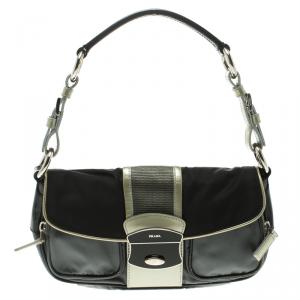 Pre Owned Prada Grey/Black Nylon Shoulder Bag