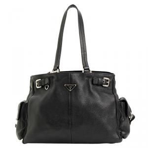 Pre Owned Prada Black Leather Shoulder Bag