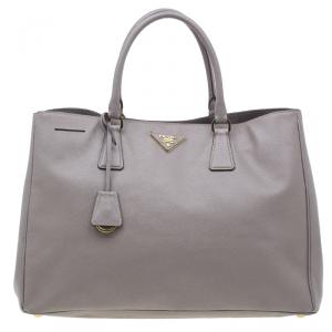 Pre Owned Prada Grey Saffiano Medium Lux Tote