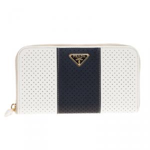 مملوكة مسبقًا Prada Two Tone Perforated Wallet