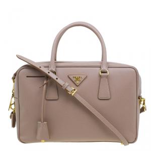 Pre Owned Prada Cammeo Saffiano Lux Leather Top Handle Bauletto Bag