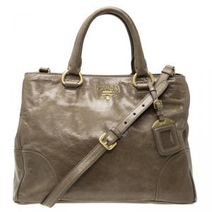 Pre Owned Prada Beige Vitello Shine Leather Tote