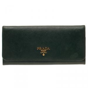 Prada Green Saffiano Leather Continental Flap Wallet