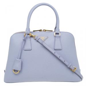 Pre Owned Prada Lilac Saffiano Lux Leather Medium Vernice Promenade Top Handle Bag