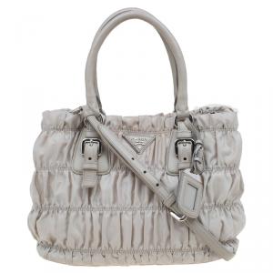 Pre Owned Prada Pomice Gaufre Tessuto Nylon Shopping Tote