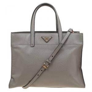 Pre Owned Prada Beige Saffiano Soft Leather Tote Bag