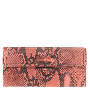Pre Owned Prada Pink Python Continental Wallet