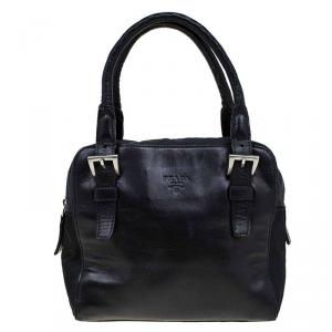 Pre Owned Prada Black Leather and Nylon Vintage Satchel