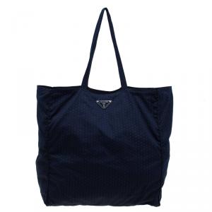 Pre Owned Prada Dark Blue Fabric BYO Bag Shopper Tote